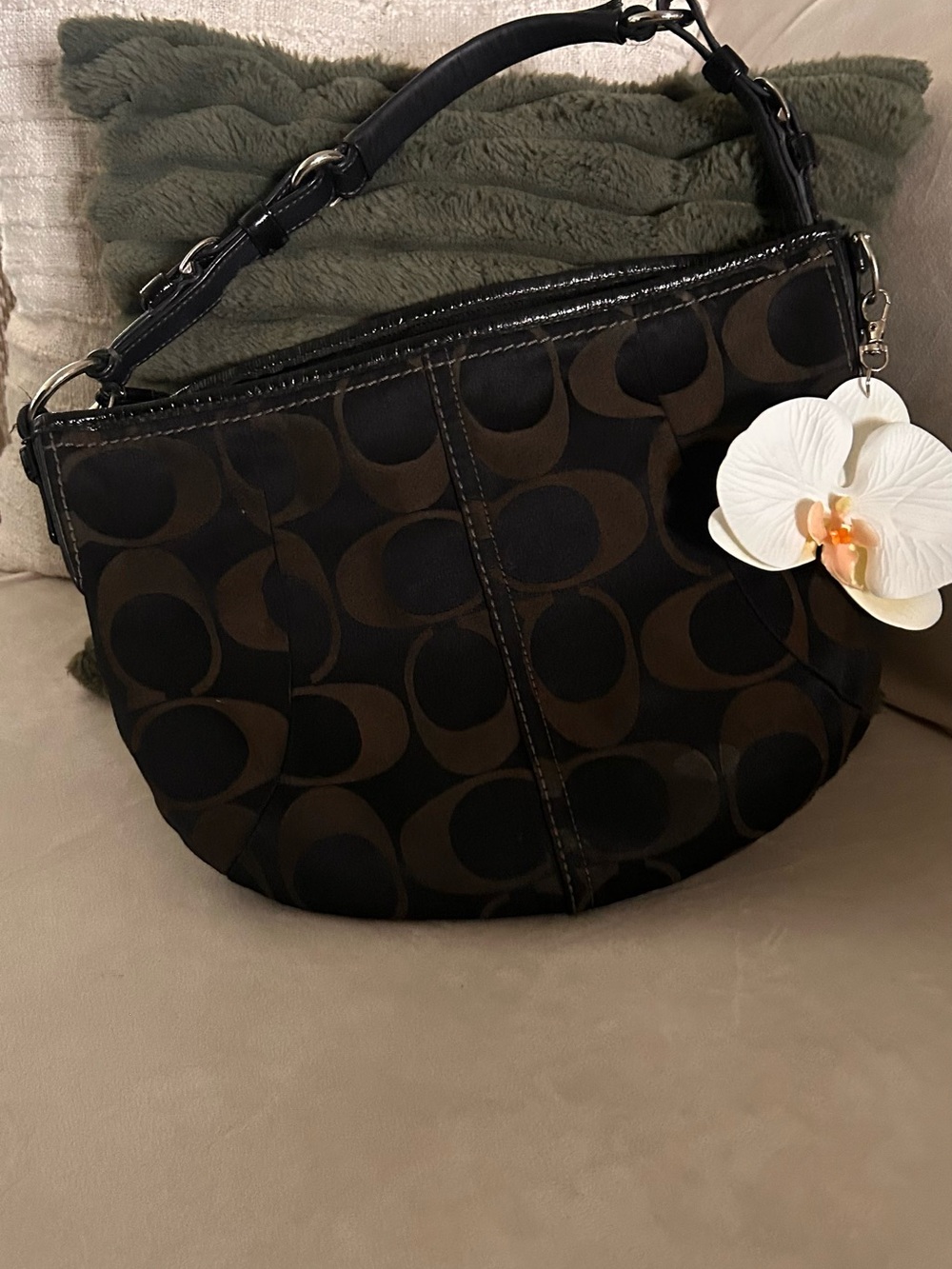 Coach y2k Brown and Black Signature Hobo Shoulder Bag